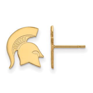 Sterling Silver Gold-plated LogoArt Michigan State University Spartan Small Post Earrings