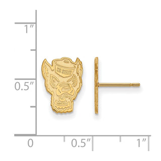 10k Gold LogoArt North Carolina State University Wolf Small Post Earrings