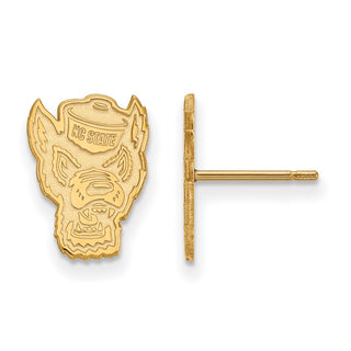 Sterling Silver Gold-plated LogoArt North Carolina State University Wolf Small Post Earrings