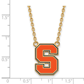 Sterling Silver Gold-plated LogoArt Syracuse University Letter S Large Enameled Pendant 18 inch Necklace