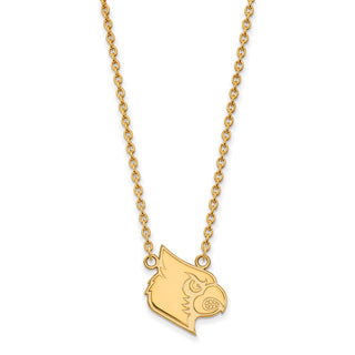 Sterling Silver Gold-plated LogoArt University of Louisville Cardinal Large Pendant 18 inch Necklace