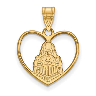 Sterling Silver Gold-plated LogoArt Purdue University Boilermakers Train Logo Heart Pendant