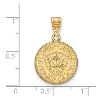 Sterling Silver Gold-plated LogoArt East Carolina University Medium Crest Pendant