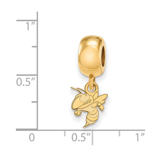Sterling Silver Gold-plated LogoArt Georgia Institute of Technology Yellow Jacket Extra Small Dangle Bead Charm
