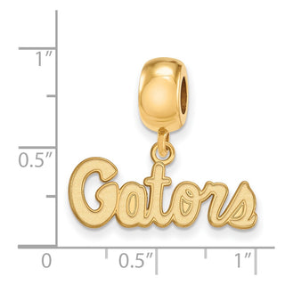 Sterling Silver Gold-plated LogoArt University of Florida Gators Script Extra Small Dangle Bead Charm