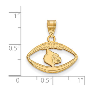 Sterling Silver Gold-plated LogoArt University of Louisville Cardinal Football Pendant