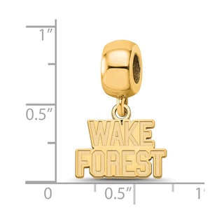 Sterling Silver Gold-plated LogoArt Wake Forest University W-F Deacon Extra Small Dangle Bead Charm