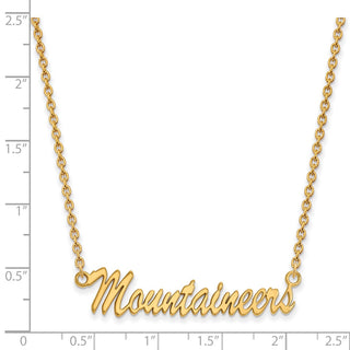 Sterling Silver Gold-plated LogoArt West Virginia University Mountaineers Script Medium Pendant 18 inch Necklace