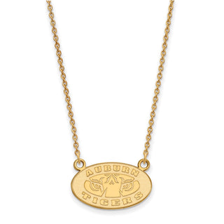 10k Gold LogoArt Auburn Tigers Small Pendant 18 inch Necklace