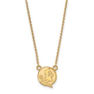 14k Yellow Gold LogoArt Florida State University Small Pendant w/Necklace