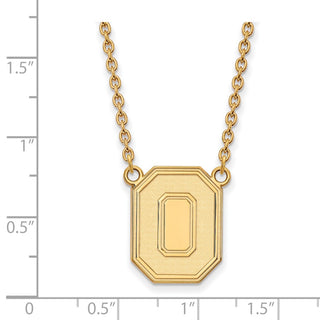 10k Gold LogoArt The Ohio State University Letter O Large Pendant 18 inch Necklace