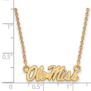 10k Gold LogoArt University of Mississippi Ole Miss Small Pendant 18 inch Necklace