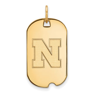Sterling Silver Gold-plated LogoArt University of Nebraska Letter N Small Dog Tag Pendant