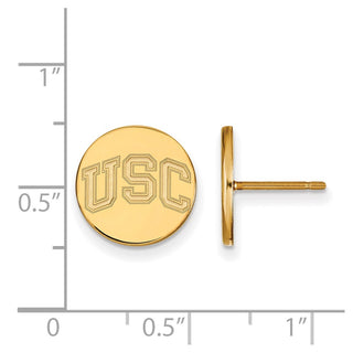 Sterling Silver Gold-plated LogoArt University of Southern California U-S-C Extra Small Disc Post Earrings