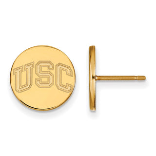 Sterling Silver Gold-plated LogoArt University of Southern California U-S-C Extra Small Disc Post Earrings