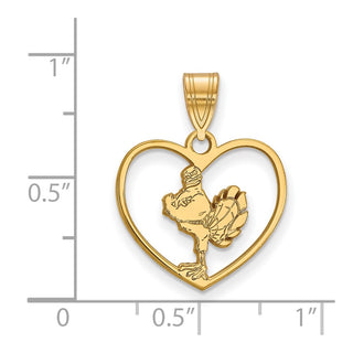 Sterling Silver Gold-plated LogoArt Virginia Tech HokieBird Heart Pendant