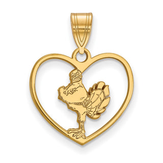 Sterling Silver Gold-plated LogoArt Virginia Tech HokieBird Heart Pendant