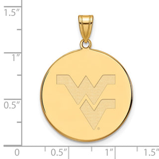 10k Gold LogoArt West Virginia University W-V Extra Large Disc Pendant