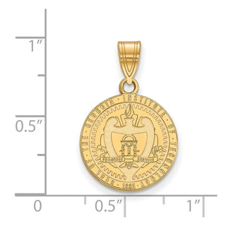 Sterling Silver Gold-plated LogoArt Georgia Institute of Tech Medium Crest Pendant
