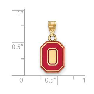 Sterling Silver Gold-plated LogoArt The Ohio State University Letter O Small Enameled Pendant