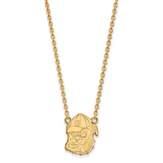 Sterling Silver Gold-plated LogoArt University of Georgia Bulldog Large Pendant 18 inch Necklace