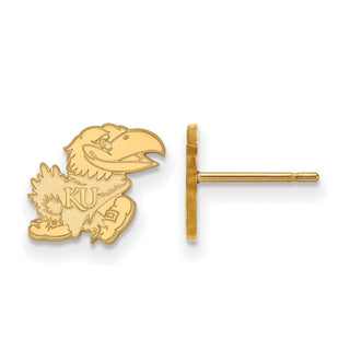Sterling Silver Gold-plated LogoArt University of Kansas Jayhawk Extra Small Post Earrings GP055UKS