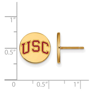 Sterling Silver Gold-plated LogoArt University of Southern California U-S-C Extra Small Enameled Disc Post Earrings