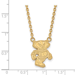 14k Gold LogoArt University of Wisconsin Badger Large Pendant 18 inch Necklace