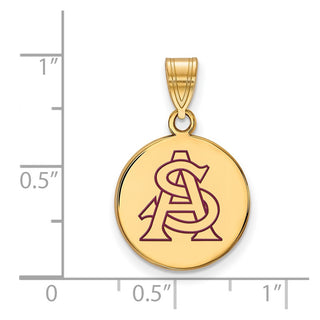 Sterling Silver Gold-plated LogoArt Arizona State University A-S Medium Enameled Disc Pendant