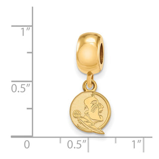 Sterling Silver Gold-plated LogoArt Florida State University Seminole Extra Small Dangle Bead Charm