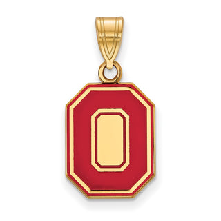 Sterling Silver Gold-plated LogoArt The Ohio State University Letter O Medium Enameled Pendant
