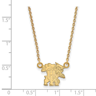 Sterling Silver Gold-plated LogoArt University of Kentucky U-K Wildcat Small Pendant 18 inch Necklace