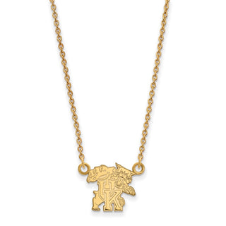 Sterling Silver Gold-plated LogoArt University of Kentucky U-K Wildcat Small Pendant 18 inch Necklace