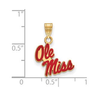 Sterling Silver Gold-plated LogoArt University of Mississippi Ole Miss Small Enameled Pendant