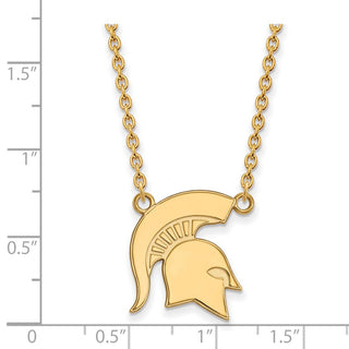 10k Gold LogoArt Michigan State University Spartan Large Pendant 18 inch Necklace
