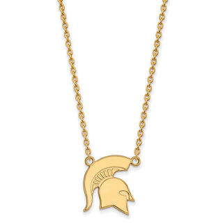 Sterling Silver Gold-plated LogoArt Michigan State University Large Pendant 18 inch Necklace