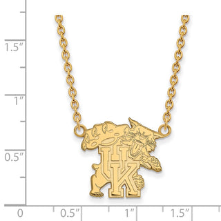 Sterling Silver Gold-plated LogoArt University of Kentucky U-K Wildcat Large Pendant 18 inch Necklace