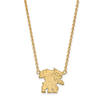 14k Gold LogoArt University of Kentucky U-K Wildcat Large Pendant 18 inch Necklace