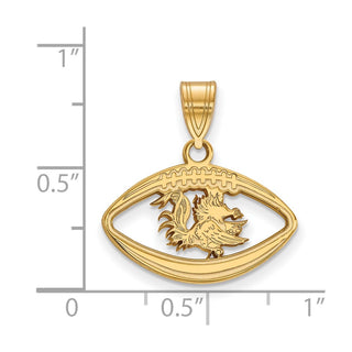Sterling Silver Gold-plated LogoArt University of South Carolina Gamecock Football Pendant