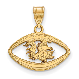 Sterling Silver Gold-plated LogoArt University of South Carolina Gamecock Football Pendant