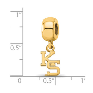 Sterling Silver Gold-plated LogoArt Kansas State University K-S Extra Small Dangle Bead Charm