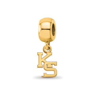 Sterling Silver Gold-plated LogoArt Kansas State University K-S Extra Small Dangle Bead Charm