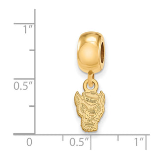 Sterling Silver Gold-plated LogoArt North Carolina State University Wolf Extra Small Dangle Bead Charm