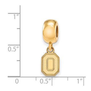 Sterling Silver Gold-plated LogoArt The Ohio State University Letter O Extra Small Dangle Bead Charm