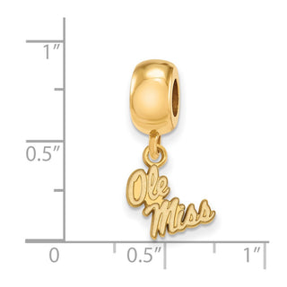 Sterling Silver Gold-plated LogoArt University of Mississippi Ole Miss Extra Small Dangle Bead Charm