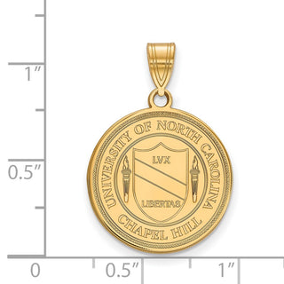 Sterling Silver Gold-plated LogoArt University of North Carolina Large Crest Pendant