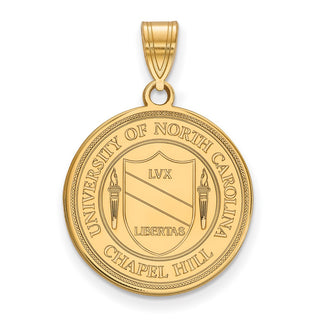 Sterling Silver Gold-plated LogoArt University of North Carolina Large Crest Pendant