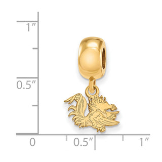 Sterling Silver Gold-plated LogoArt University of South Carolina Gamecock Extra Small Dangle Bead Charm