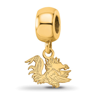 Sterling Silver Gold-plated LogoArt University of South Carolina Gamecock Extra Small Dangle Bead Charm