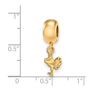 Sterling Silver Gold-plated LogoArt Virginia Tech HokieBird Extra Small Dangle Bead Charm